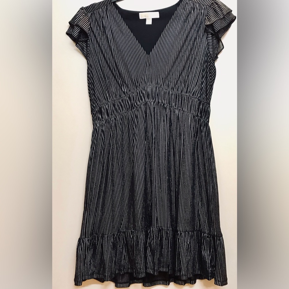 NWOT Michael Kors Black & Silver Stripe Dress - Picture 2 of 4